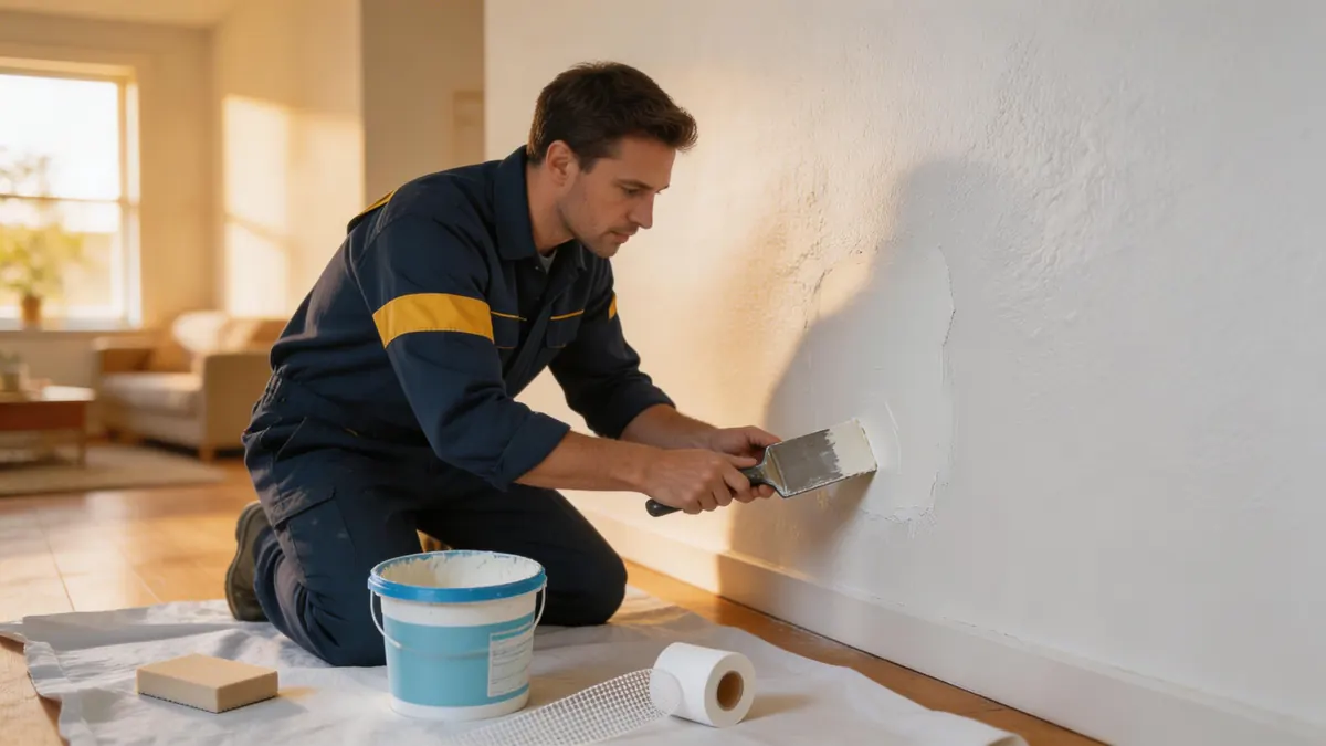 Professional Handyman Repairing Drywall in NJ Home