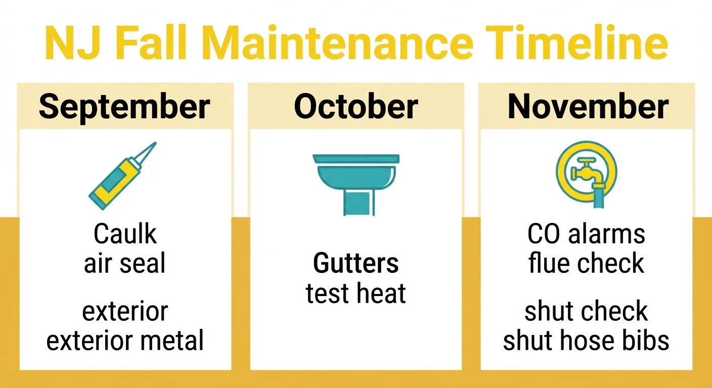 NJ fall home maintenance timeline — September, October and November tasks for shore homes