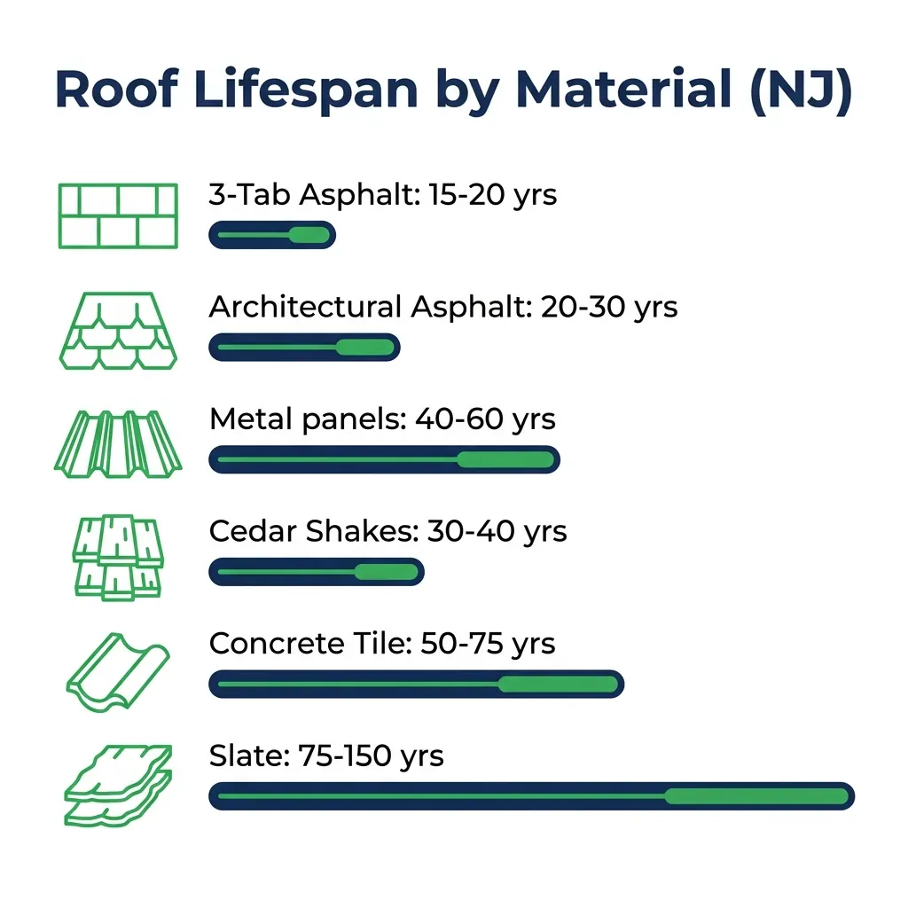 Infographic: roof lifespan by material for NJ homes