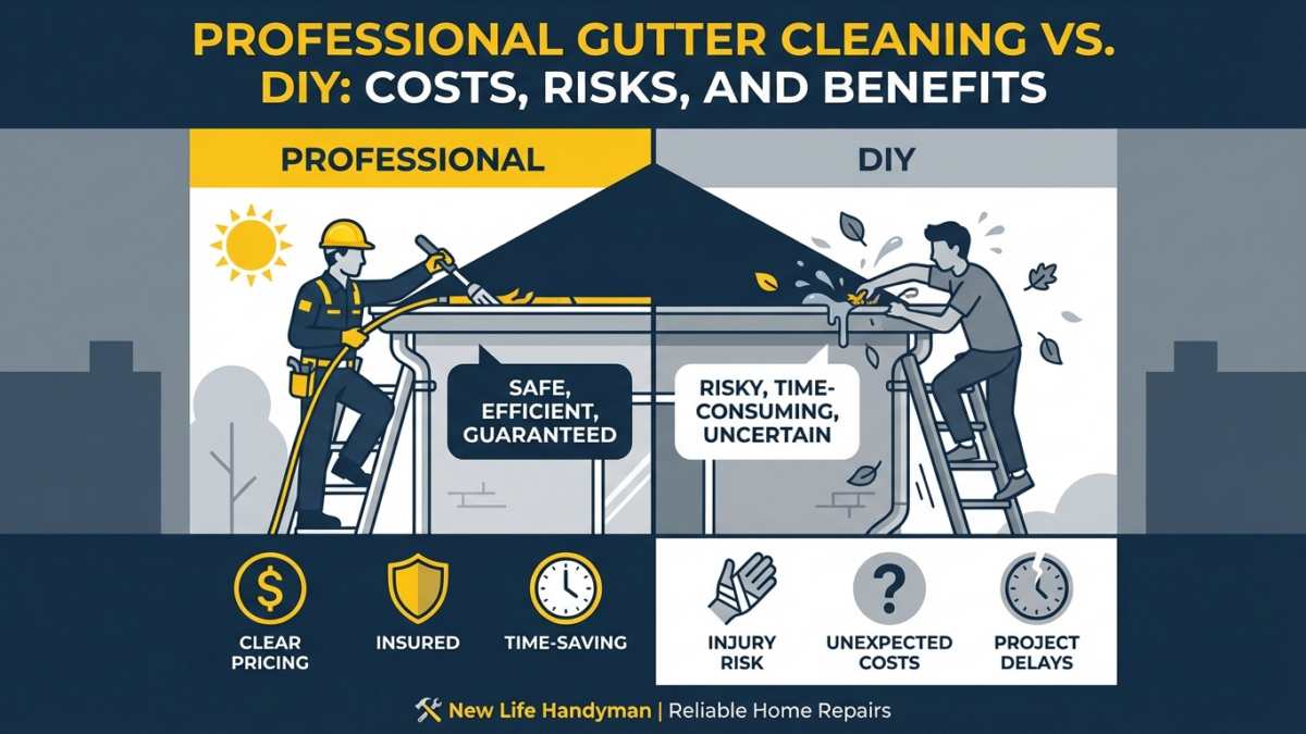 professional gutter cleaning vs diy costs risks benefits featured 1